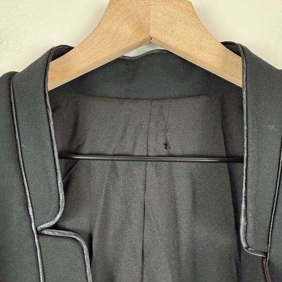 Chico’s Floral Embroidered Ponte Long Jacket Coat 2 US L Black One Button Boho - Picture 9 of 9